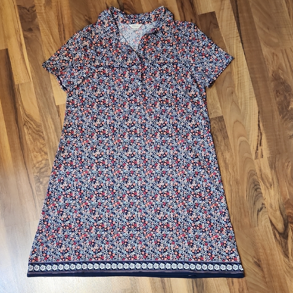 Max Studio Navy and Red Floral Dress